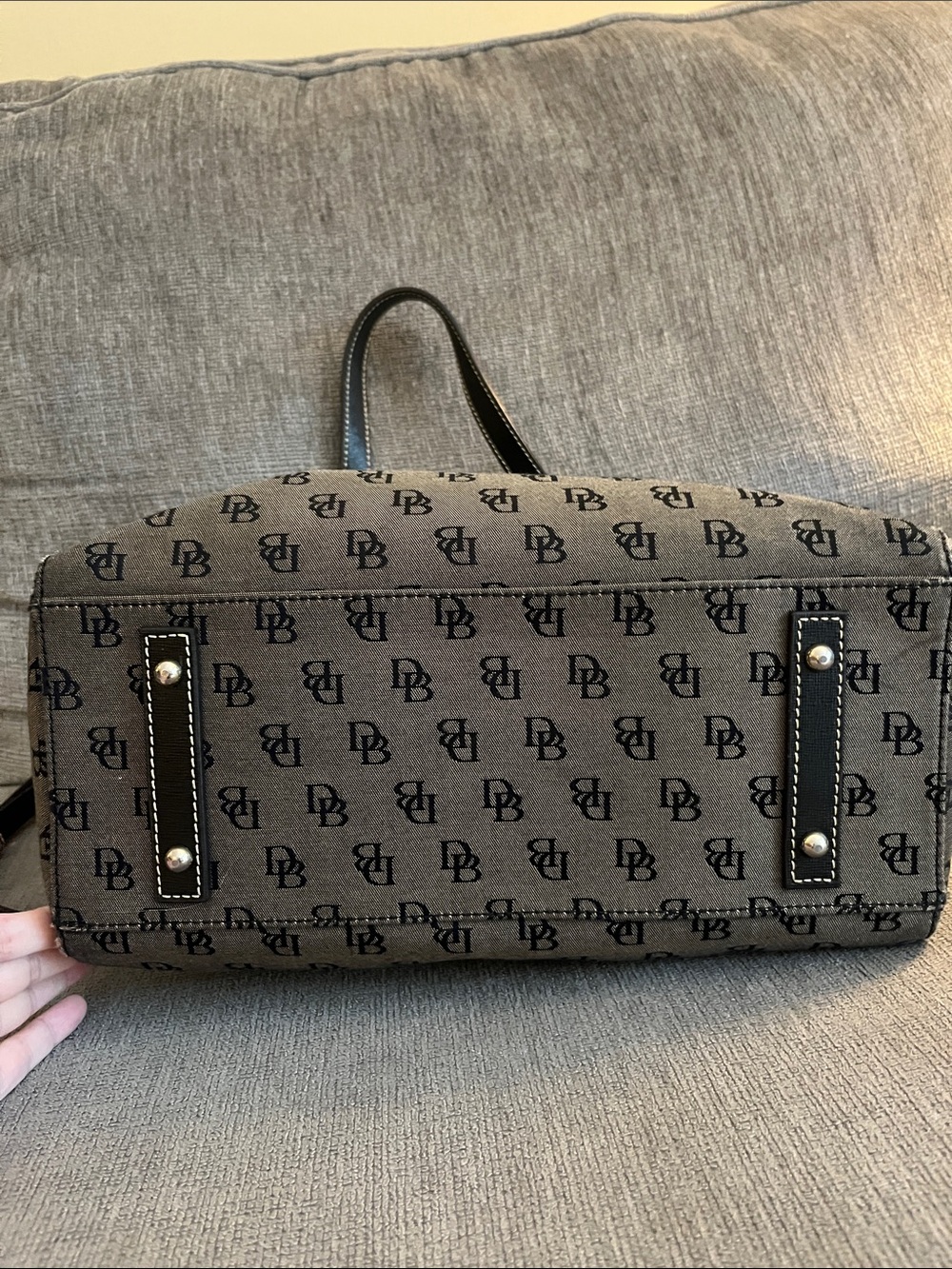 Dooney & Bourke Brown Logo Shoulder Tote with Black Trim - Picture 4 of 13